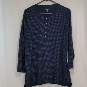 Chaps Blue Buttoned Polo Tunic